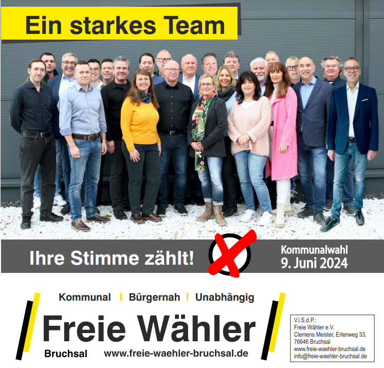 Gruppenbild der Freien Wähler Bruchsal