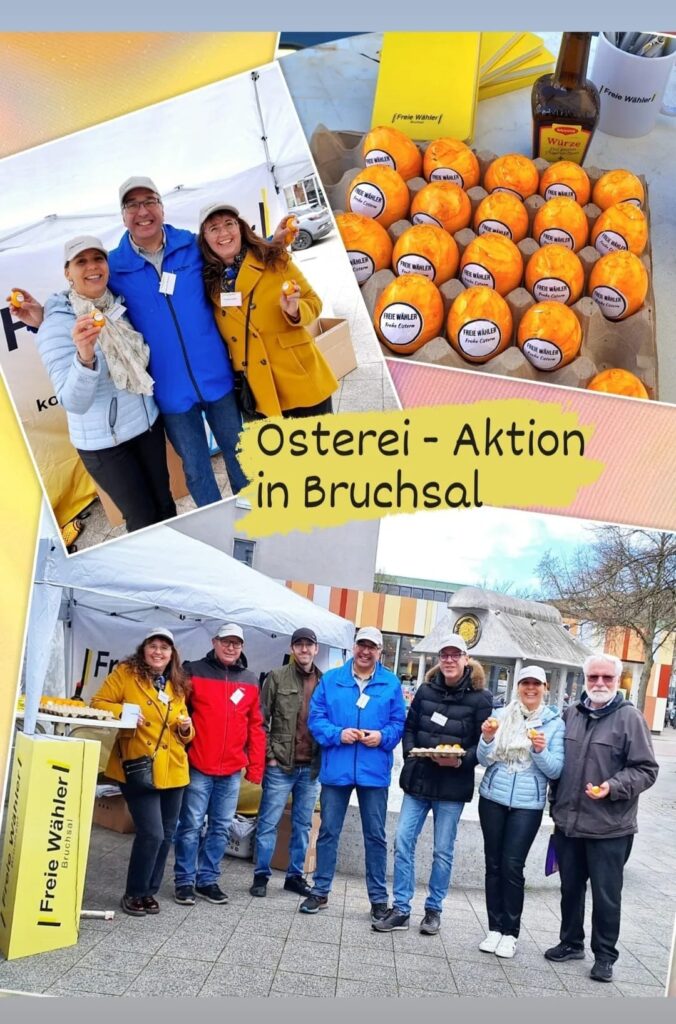 Osteraktion - Gruppe vor dem Stand in der Innenstadt Bruchsal