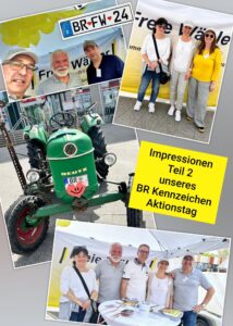 Aktion mit BR-Kennzeichen und Traktor auf dem Wochenmarkt Bruchsal